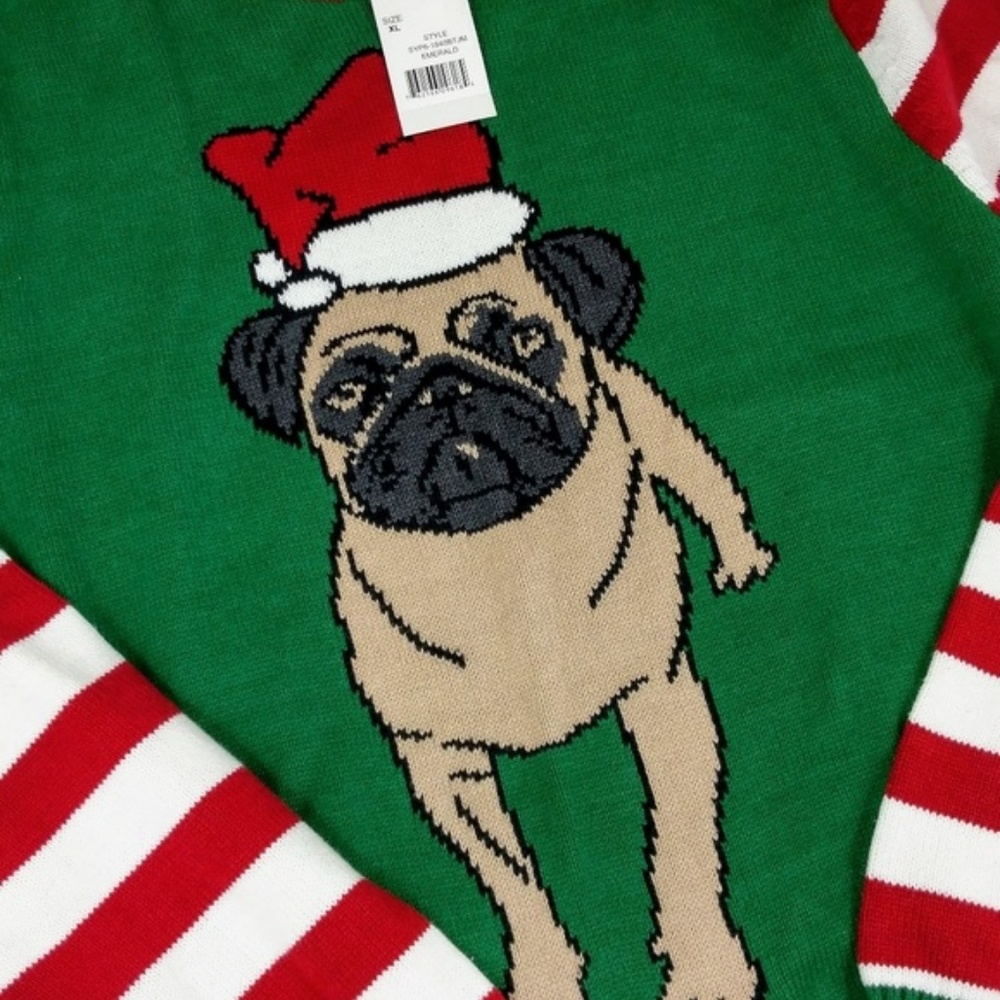 SOLD* NWT Ugly Christmas Sweater Pug Life Pullover - Picture 2 of 6